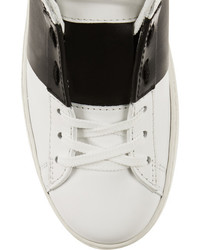 Valentino Open Leather High Top Sneakers White