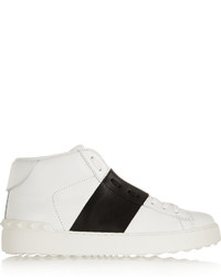 Valentino Open Leather High Top Sneakers White