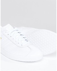 adidas Originals All White Leather Gazelle Unisex Sneakers