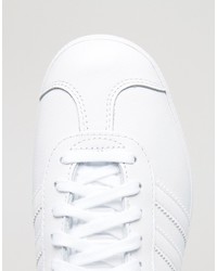 adidas Originals All White Leather Gazelle Unisex Sneakers