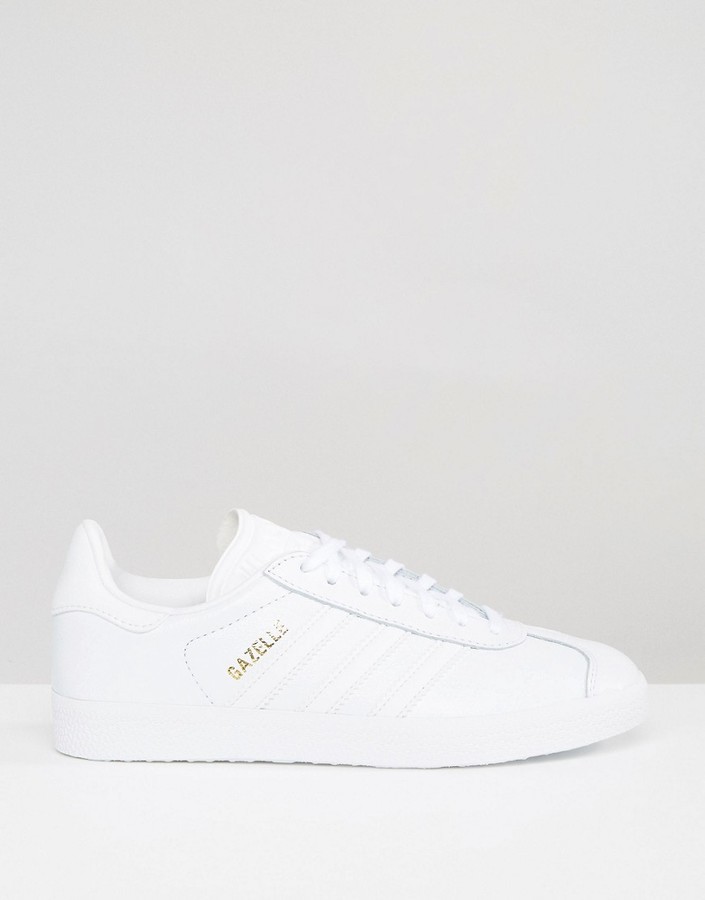 adidas gazelle all white leather