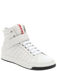Prada Sport White Leather Avenue High Top Sneakers