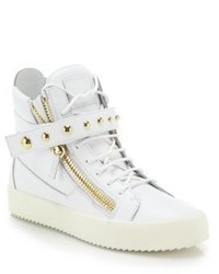 Giuseppe Zanotti Studded Strap Leather High Top Sneakers