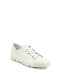 Tod's Pebbled Leather Low Top Sneakers White