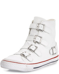 Ash Vincent Buckled Leather High Top Sneaker White