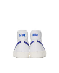 Nike White And Blue Blazer Mid 77 Vintage Sneakers