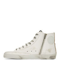 Golden Goose White And Gold Francy Sneakers