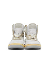 Rhude White And Grey Bball Hi Sneakers