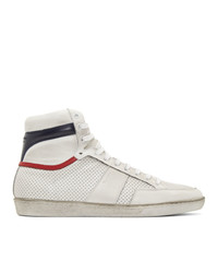 Saint Laurent White And Navy Court Classic Sl10 Sneakers