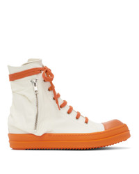 Rick Owens DRKSHDW White And Orange Bauhaus Sneakers