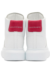 Alexander McQueen White And Pink Oversized High Top Sneakers