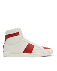 Saint Laurent White And Red Court Classic Sl10 High Top Sneakers