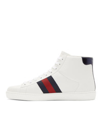 Gucci White Bee New Ace High Top Sneakers