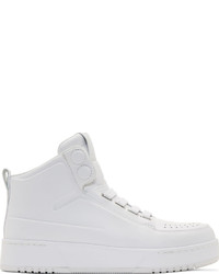 3.1 Phillip Lim White Buffed Matte Leather High Top Sneakers