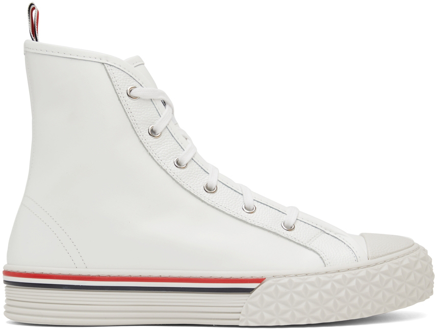 Thom Browne White Collegiate High Top Sneakers, $685 | SSENSE | Lookastic