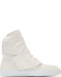 Alexandre Plokhov White Creased Leather High Top Sneakers