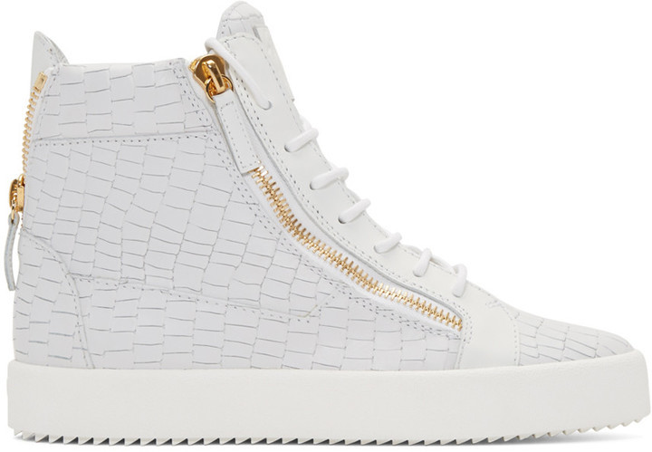 Giuseppe Zanotti White Croc Embossed Leather Coby High-Top Sneakers Size 38  Giuseppe Zanotti | The Luxury Closet