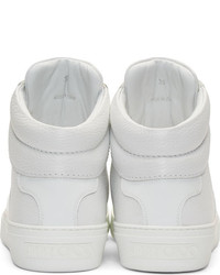 Jimmy Choo White Grained Leather Belgravi High Top Sneakers
