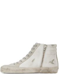 Golden Goose White Gray Slide Classic High Top Sneakers