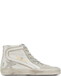 Golden Goose White Gray Slide Classic High Top Sneakers