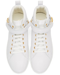 Versace White Harness High Top Sneakers
