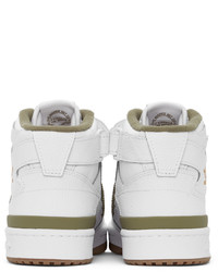 adidas Originals White Khaki Forum Mid Sneakers