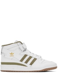 adidas Originals White Khaki Forum Mid Sneakers