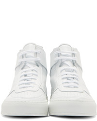 Common Projects White Leather Bball High Top Sneakers