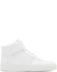 Common Projects White Leather Bball High Top Sneakers