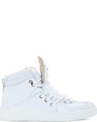 Dolce & Gabbana White Leather Benelux High Top Sneakers