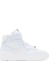 Valentino White Leather Camo High Top Sneakers