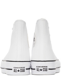 Converse White Leather Chuck Taylor Lift High Sneakers