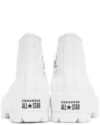 Converse White Leather Chuck Taylor Lugged High Sneakers