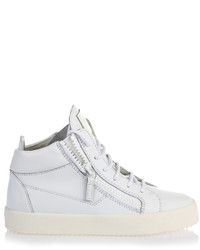 Giuseppe Zanotti White Leather High Top Enamel Sneaker