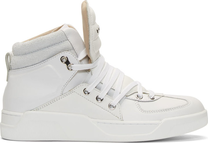 Dolce Gabbana White Leather High Top Flag Sneakers 915