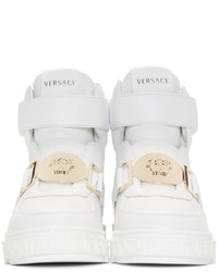 Versace White Leather High Top Sneakers