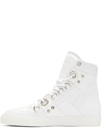 Diesel Black Gold White Leather High Top Sneakers