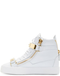 Giuseppe Zanotti White Leather High Top Sneakers