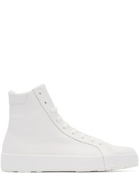 Jil Sander White Leather High Top Sneakers