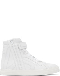 Pierre Hardy White Leather High Top Sneakers