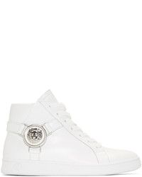 Versus White Leather High Top Sneakers