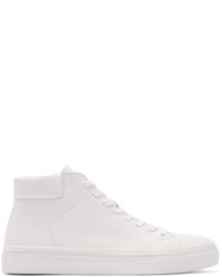 No.288 White Leather Jersey High Top Sneakers