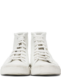 Saint Laurent White Leather Malibu High Top Sneakers