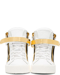 Giuseppe Zanotti White Leather Maylon High Top Sneakers