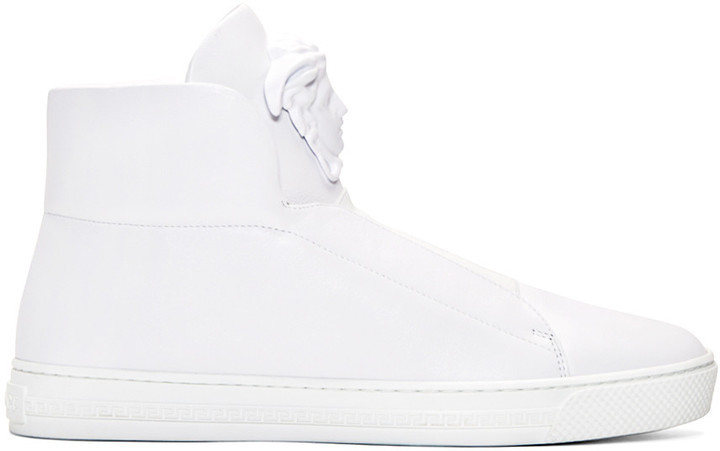 Versace White Leather Medusa High Top 