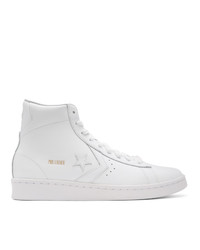 Converse White Leather Pro Mid Sneakers