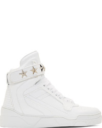 Givenchy White Leather Star Tyson High Top Sneakers