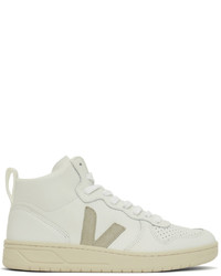 Veja White Leather V 15 High Top Sneakers