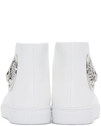 Versus White Lion Medallion High Top Sneakers
