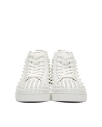 Christian Louboutin White Louis Spikes High Top Sneakers